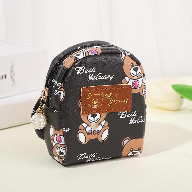 Kids' Cute Bear Mini Coin Purse: Korean Style Cartoon Schoolbag Pendant, Portable Wallet, Earphone & Key Holder