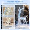 Lighted Christmas Reindeer with Sleigh, Outdoor Yard Reindeer with 170 Warm White LED Lights, Holiday Decor with Stakes, Waterproof, Silver