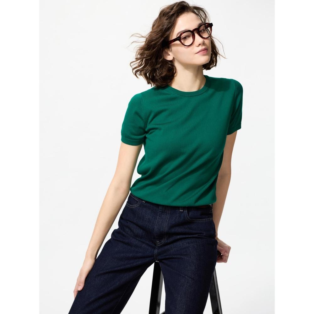 Uniqlo Японский свитер с круглым вырезом UV Cut, стирающийся