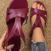 Genuine Leather Sandals Women's Shoes 2024 Summer Open Toe Mid Heel Retro Roman Sandals Women's Shoes High Heels