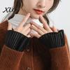 False Sleeves for Sweaters Pleated Fake Sleeve Cuffs Women, French Style Detachable Adjustable Elastic Wrist Extenders with Buttons, And Sweatshirts
