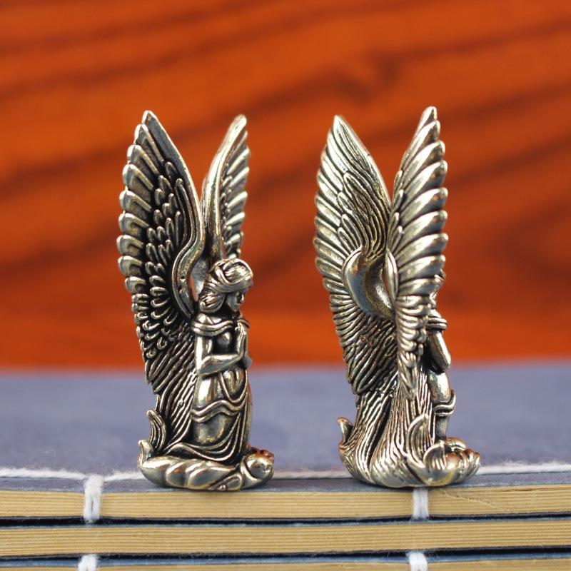 Goddess Angel Figure Home Decor Guardian Angel Statue Decoration Retro Home Decor Desktop Tea Pet Craftwork Bronze Ornament