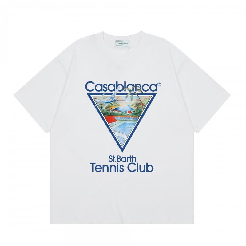 2026 Casablanca Print Loose Fit Cotton T-Shirt Men Youth Casual Wear