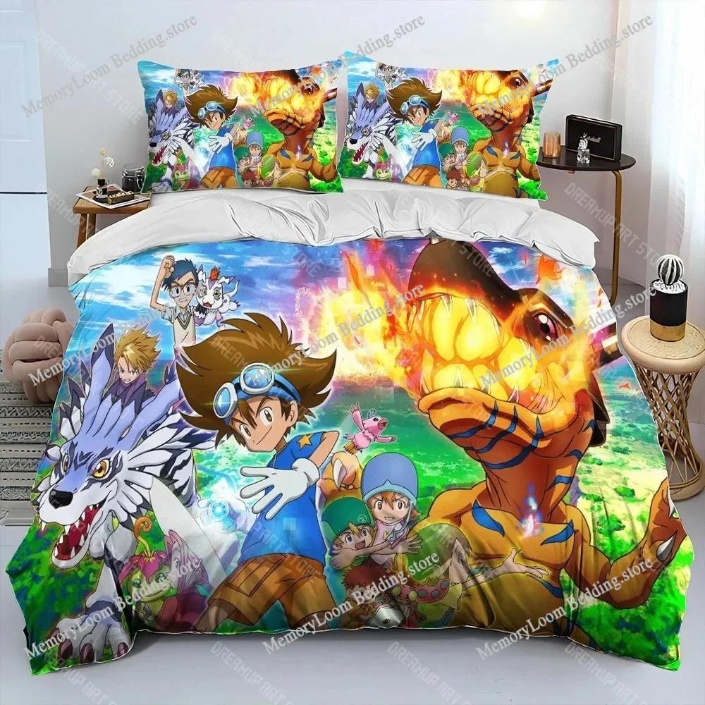 Набор постельного белья Digimon Adventure, Пододеяльник и наволочки для мальчика и девочки, Подарок, Большой размер King для спальни