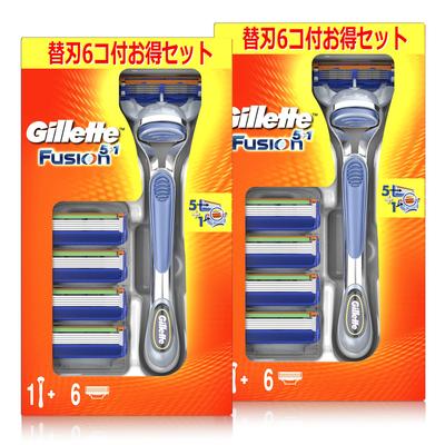 Gillette Fusion Manual Value Set Silver Основной блок 6 сменных x 2 шт. Набор ультратонких лезвий для чистого бритья для мужчин (с лезвиями) [Масса