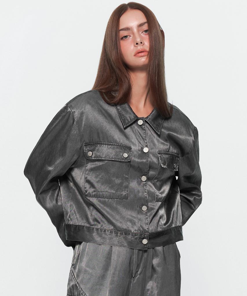 UUM Gloss Bio Crop Jacket Gray