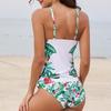 Женские топы с высоким воротом с цветочным принтом и бикини, купальники, женские купальники, комплект