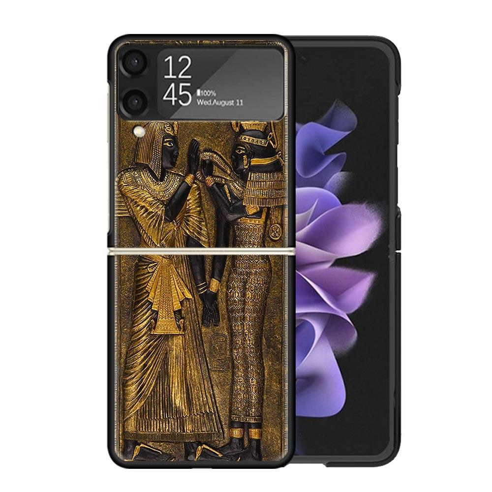 Египет Нефертити Анубис Анх Фараон Чехлы Для Samsung Galaxy Z Flip 4 5 6 7 3 Z Flip7 Flip6 Flip4 Flip5 Flip3 5G Жесткий Ударопрочный