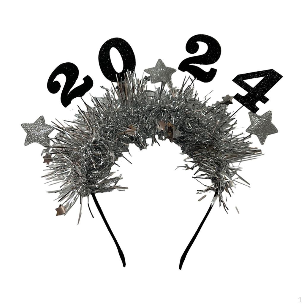 Повязка на голову Happy Year, украшение для женщин и девочек, блестящие звездочки, блестки, повязки для волос