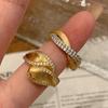 Классический стиль brushed leaf inlay diamond ретро кольца для женщин инкрустация бриллиантами Женское кольцо банкетный стиль многослойность подарок
