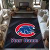 Chicago Cubs Crystal Velvet Rug, Custom Name Text Personalized Non‑Slip Floor Mat for Home Decor Gift