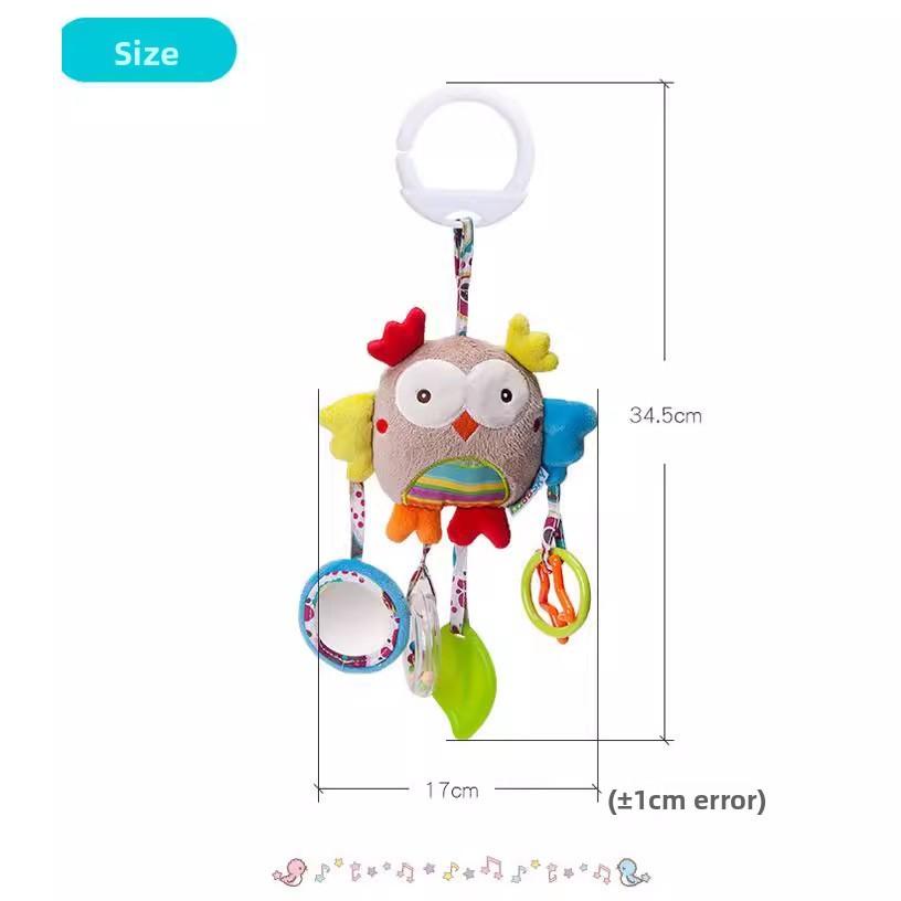 Cute Cartoon Plush Animal Car Pendant With Rattle For Baby Car Seat