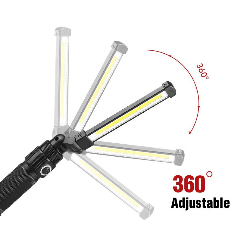 Multifunctional Folding Work Light LED Flashlight Magnetic Lamp 360° Rotating Portable Camping Light 5 Lighting Modes Lamp