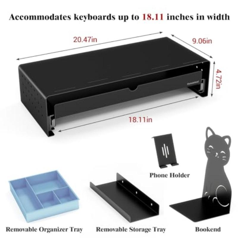 Heavy Duty Metal Monitor Stand with Storage Shelf Ergonomic Riser for Computer Laptop Printer Space-Saving Desktop Organizer in
