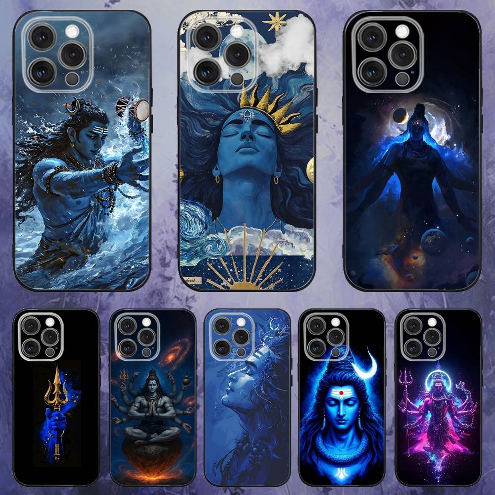 Чехол для телефона Lord Shiva Mahadev Of India Для iPhone 17,16,15,14,13,12,Pro,Max,Plus,E,SE4,Air,Mini Черный Мягкий