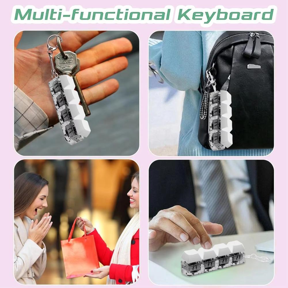 with Keychain 4-button Shaft Tester Diy Keycaps Toy Keyboard Keychain Keyboard Fidget Toys Adults