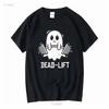 Футболка с принтом Dead Lift PockeT Зал Хэллоуин Смешная Любитель фитнеса Призрак Тяжелая атлетика С длинным или коротким рукавом Винтажная стирка Унисекс Мягкая
