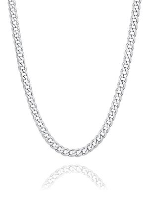 PROSTEEL Серебряная 925 пробы Цепь-ожерелье для мужчин и женщин, Только цепь, Гипоаллергенная, Тонкая, Простая, Стильная, Унисекс Аксессуар [Ширина 5 мм, 50 см]