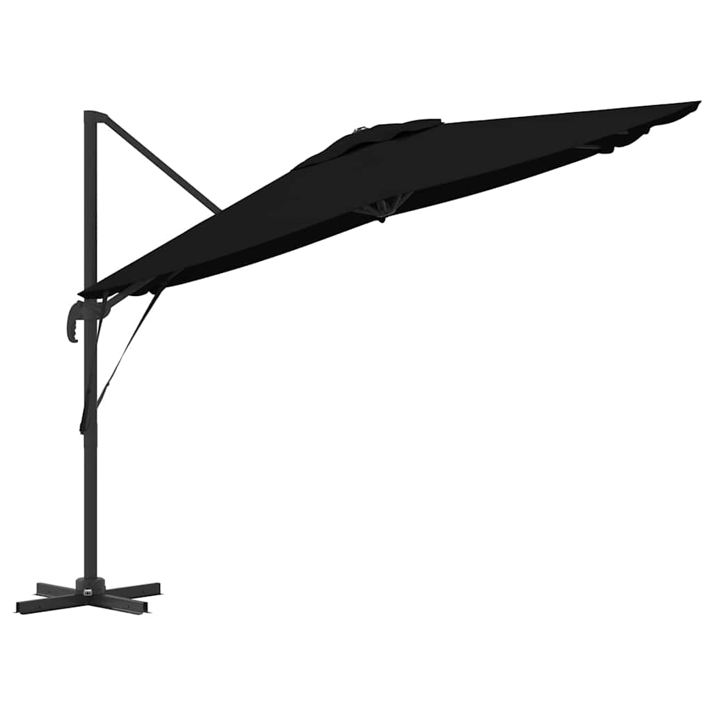 Roma Cantilever Umbrella Black 286 x 284 x 265 cm Aluminum and Polyester