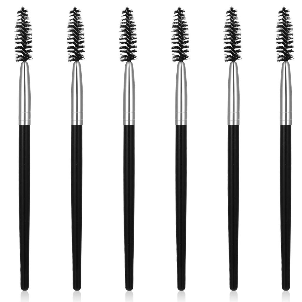 6 Pack Eyelash Brush Eyebrow Spoolie Reusable Mascara Brush Wands Black Portable Eye Brushes Makeup Lash Spoolies Set for Eyelash Extension Makeup