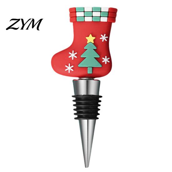 Christmas Bottle Sealers Wine Stopper, Stainless Steel Reusable Cork, Decorative PVC Cartoon Leakproof Closures Toppers Design, Airtight Sealing Plugs
