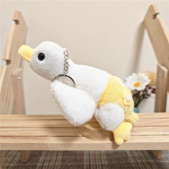 Брелок в виде гуся, милый лежачий цветок, плюшевый гусь, подвесной орнамент, ПП, хлопок, мягкая мультяшная кукла-животное, брелок для ключей, очаровательный подарок на день рождения