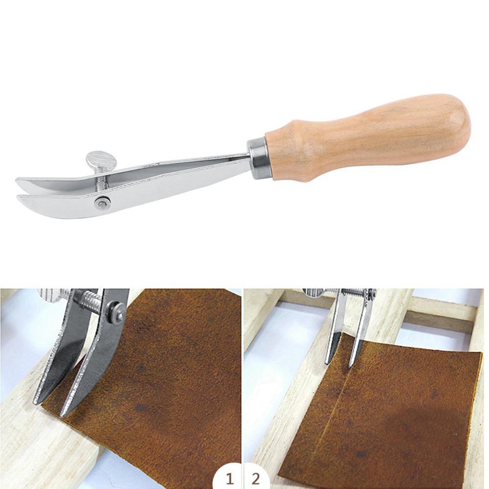 Adjustable Leather Edge Creaser Wooden Handle Outside Edge Leather Creasing Tool Professional Grade Leather Crimping Tool