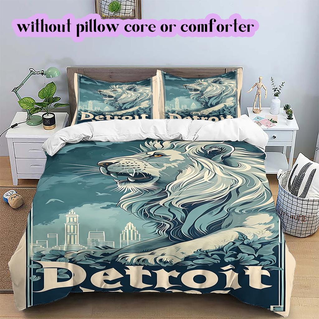 football Logo Pattern Bedding Quilt Set Quilt Cover Pillowcase Home Decoration Birthday Gift (1*duvet cover+ 2*pillowcase, without core)