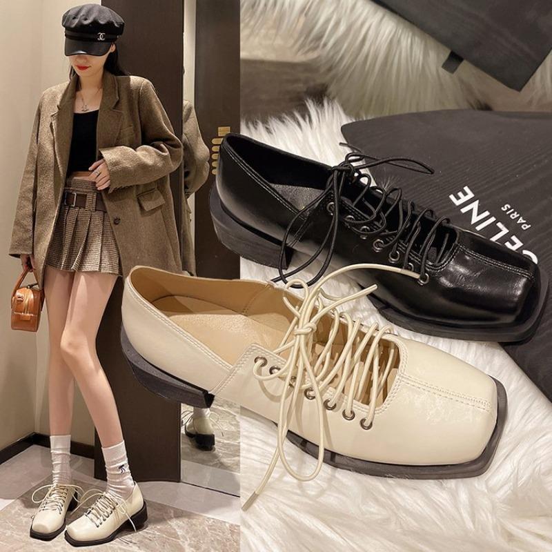 Fashion Hot Selling Women's Solid Color Low-top Shoes 2025 New Autumn Fashionable Trendy Casual Mid-mouth Lace-up Design Low-top Shoes