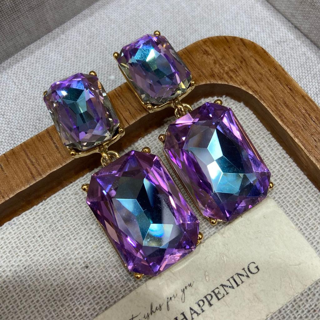 Серьги-гвоздики квадратные геометрические из стекла, инкрустированные бриллиантами, в стиле легкой роскоши, простые и изысканные, для женщин