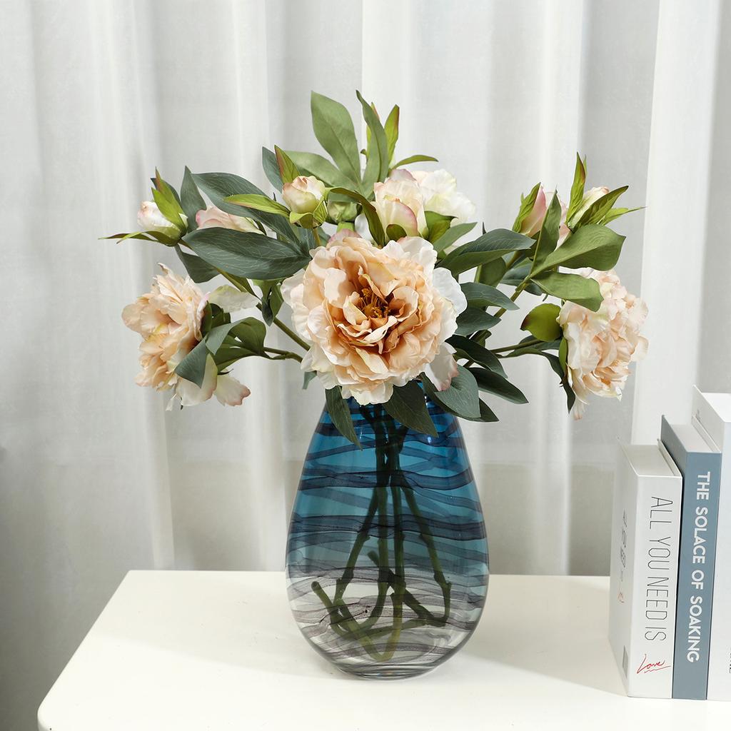 Simulated 3-head peony flower, living room hotel decorative ornament, outdoor photography prop fake flower