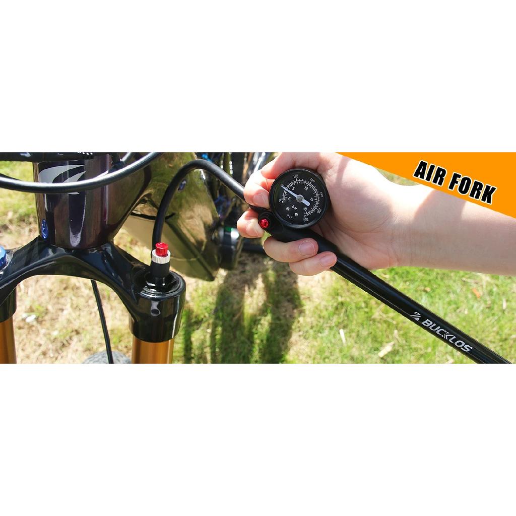 BUCKLOS Насос для передней вилки велосипеда MTB Воздушная вилка 300 PSI Велосипедный насос Портативный Складной велосипед Задний амортизатор Шина Насос с однократным сдуванием
