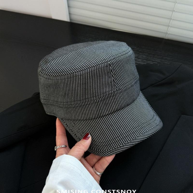 High quality new linen blend equestrian hat women's spring and summer newsboy hat literary stripe cap environmental protection