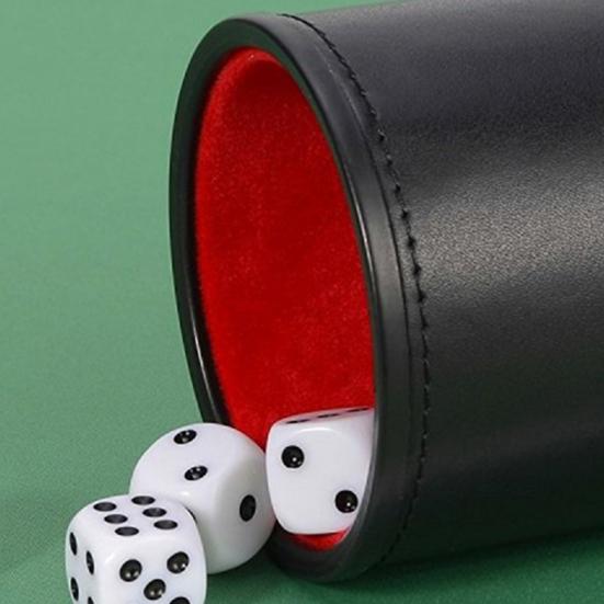 Faux Leather Dice Cup Red Flannel Interior Manual Shaker Cup Adults Family Night Bar Party Gambling Drinking Board Game Casino Equipment