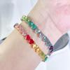 WWJ Modern Style Translucent Rainbow Color Love Heart Shape CZ Zircon Tennis Bracelet Women's Party Jewelry Accessories