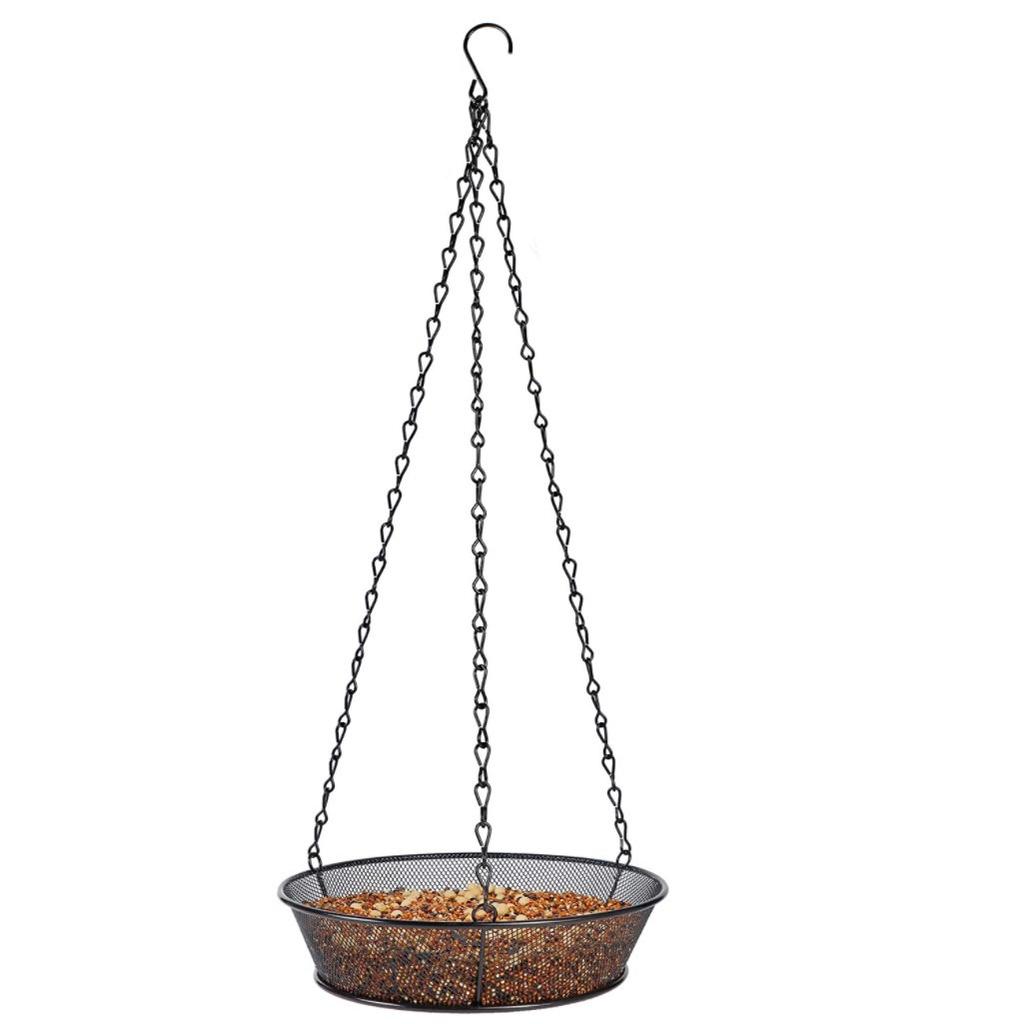Vintage Hanging Bird Feeder Round Tray Metal Mesh Platform Seed Feeder for Outdoor Feeder Villa Garden Decoration Accessories