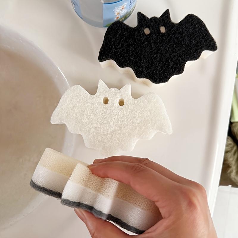 Three‑Layer Kitchen Cleaning Sponges 3Pcs, Halloween‑Themed Multi‑Purpose Sponges for Pot Scrubbing & Dishwashing Tasks