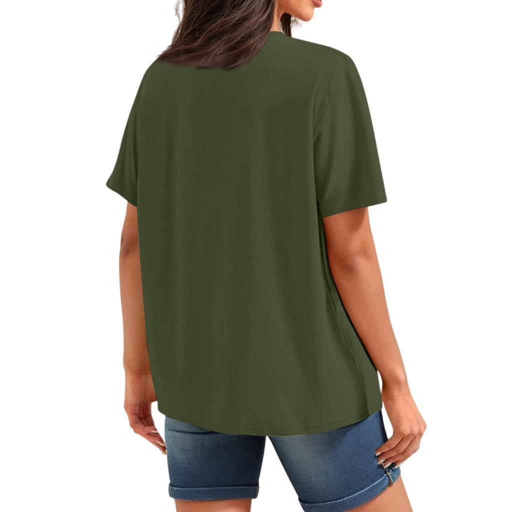 Women's Fashion Casual Printed Round Neck Short Sleeved T-Shirt Top T-Shirt Top Top