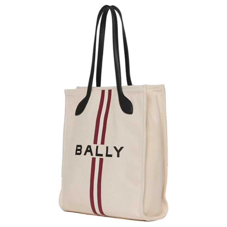 Bally Логотип Регулируемый плечевой ремень Ткань и кожа Сумка-тоут Женская сумка-тоут Натуральный 6307790
