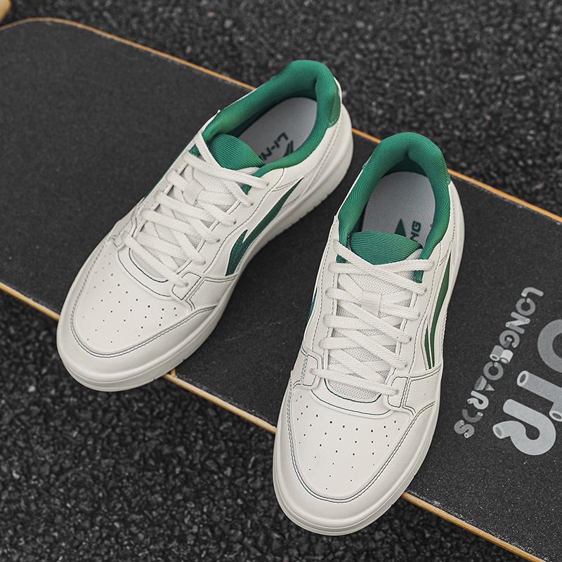 Li Ning Sycee Impact Resistance And Abrasion Resistant Low top Skateboard Shoes Men's White Green AGCV143-4