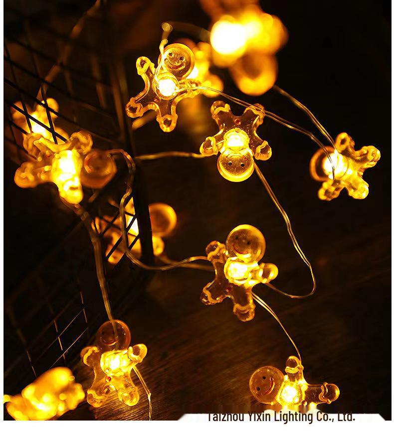 Светодиодное рождественское украшение: Гирлянды из медной проволоки в виде снеговика и оленя в черной шапке для сада, балкона, фонарей.