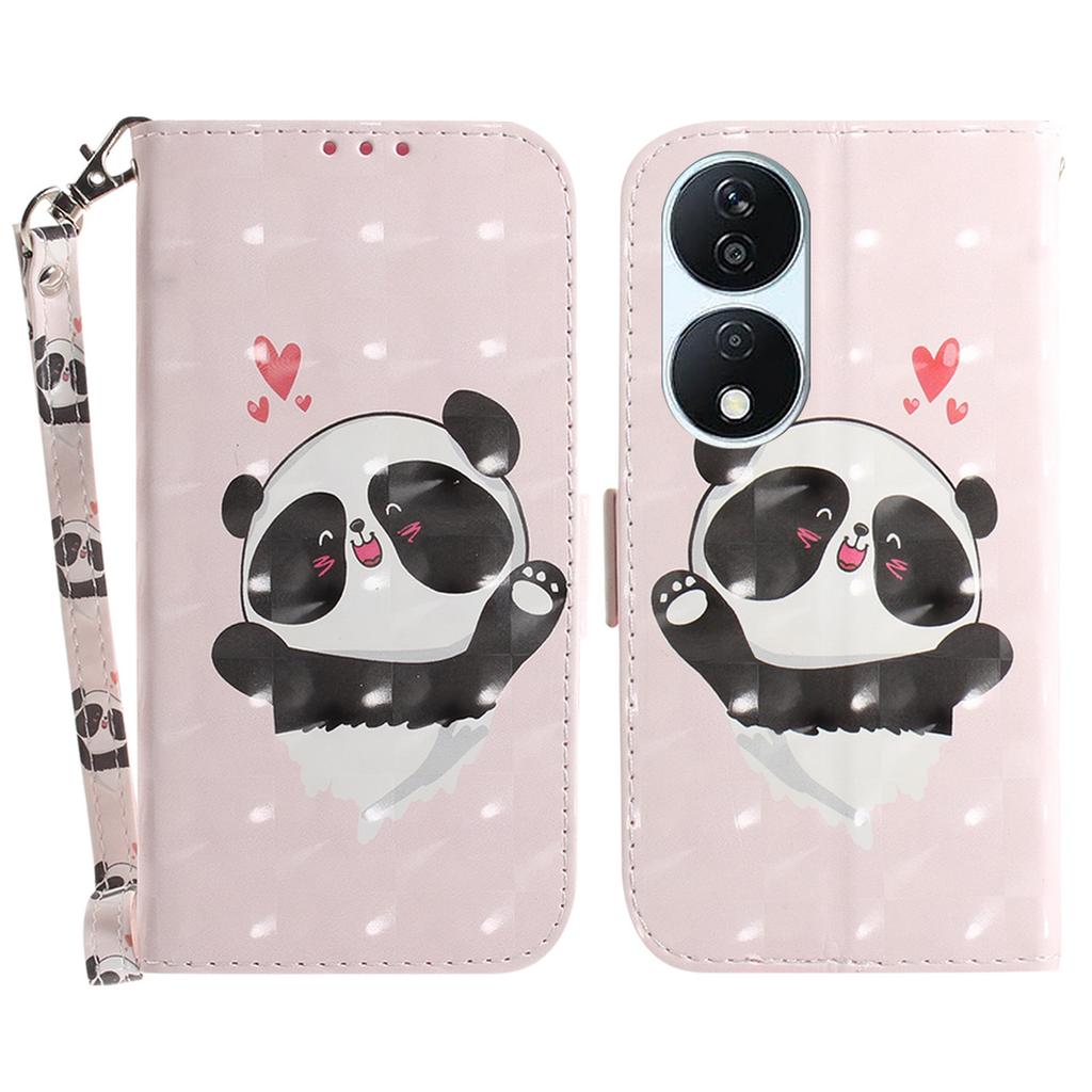 For Honor X7b 4G/90 Smart/Play 50 Plus 5G Cover 3D Pattern Printing Leather Stand Phone Case with Strap