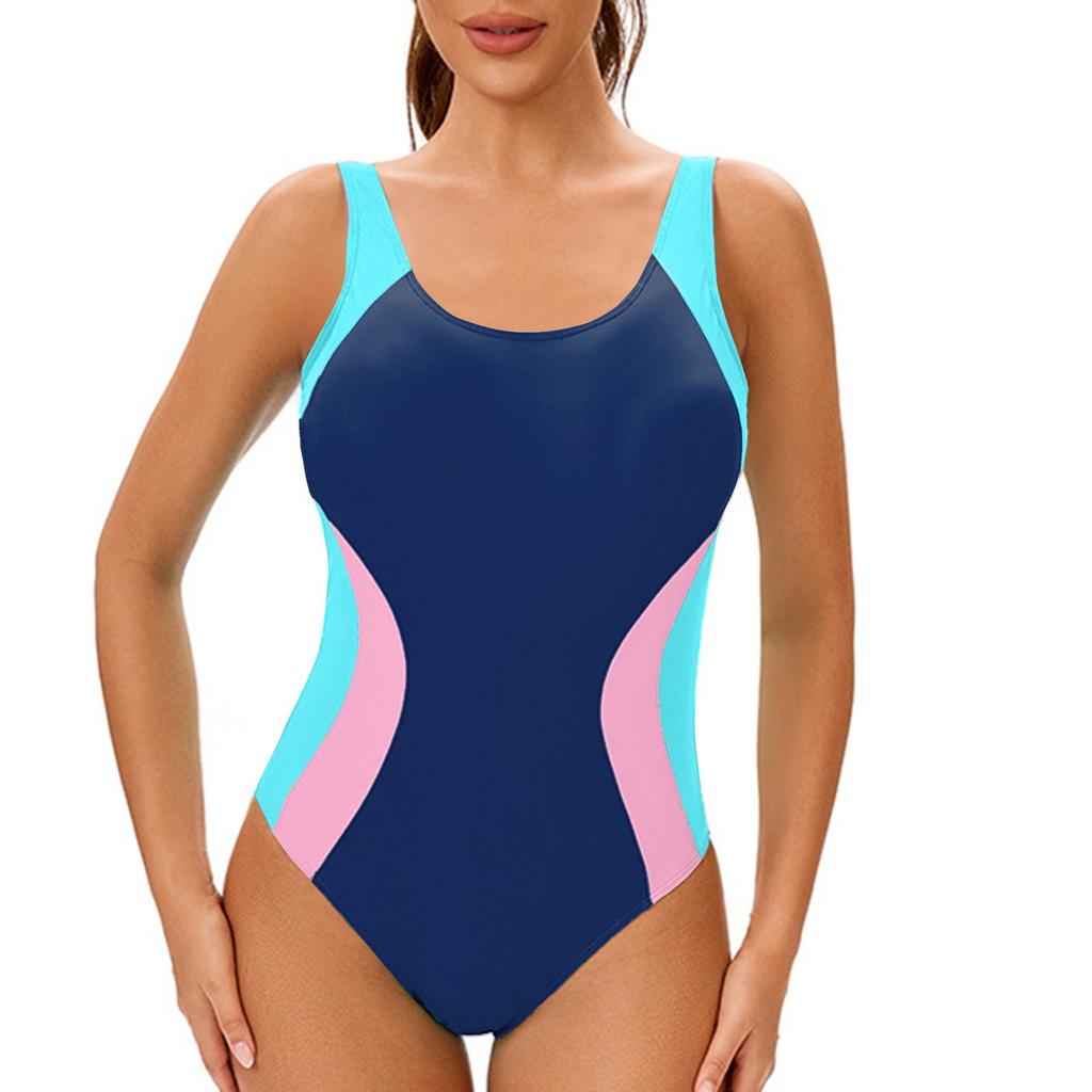 Женский консервативный цельный купальник без рукавов с открытой спиной, сочетающийся по цвету, с подкладкой для груди