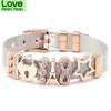 High Quality Rose Gold Color Stainless Steel Mesh Bracelet Love Lock Charms Fine Bracelet European Woman Watch Accessories
