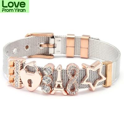 Высококачественный сетчатый браслет из нержавеющей стали розового золота с замком Love Lock Charms Fine Bracelet European Woman Watch Accessories