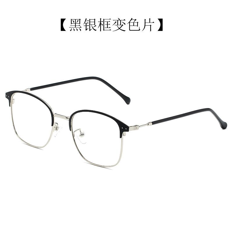 New metal classic eyebrow kickoff glasses men's and women's optical frame anti-blue light discoloration flat light glasses