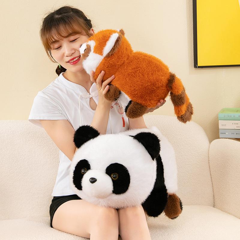 Кукла-живот Красной Панды переворачивается и поворачивается, чтобы имитировать куклу-гигантскую панду, подушку для сна, плюшевую игрушку-енота