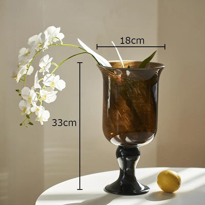 Painted Pattern Goblet Glass Vase Flower Pots Table Decoration Flowers Arrangement Hydroponics Floral Vases Modern Home Decor