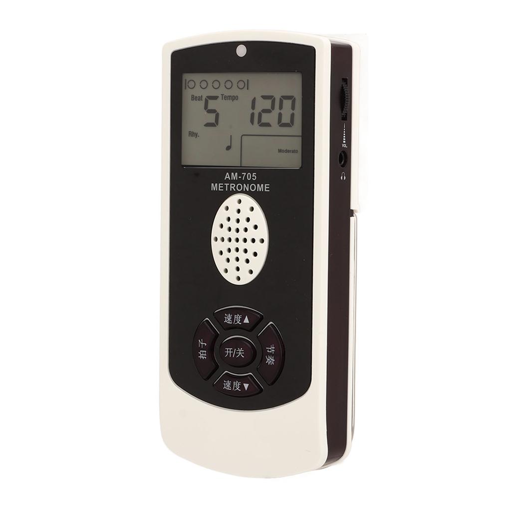 White Electronic Metronome 1800mah LCD Digital Display Universal Guitar Piano Saxophone Vocal Metronome