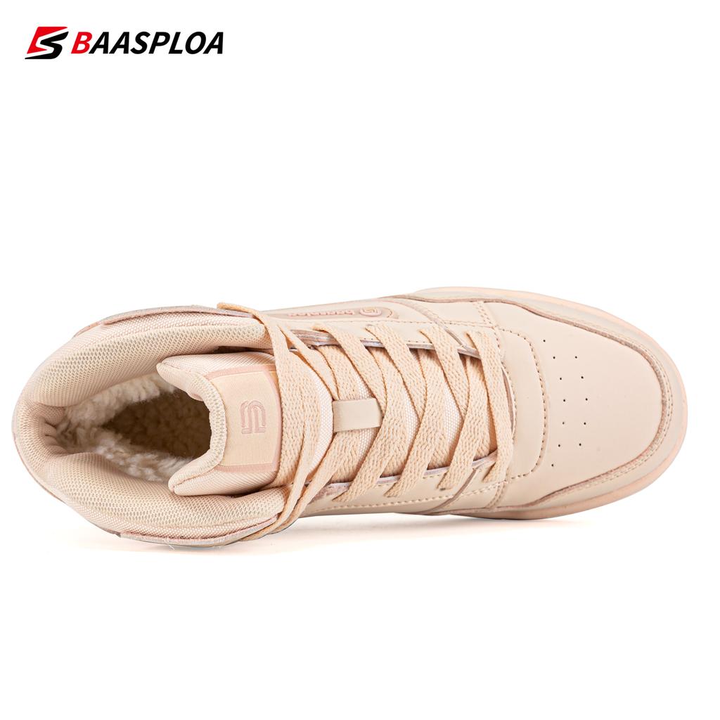 BAASPLOA Women Winter Sneakers New Fashion Plush Leather Walking Shoes for Woman Warm Casual Sneakers Non-Slip Shoe 2023